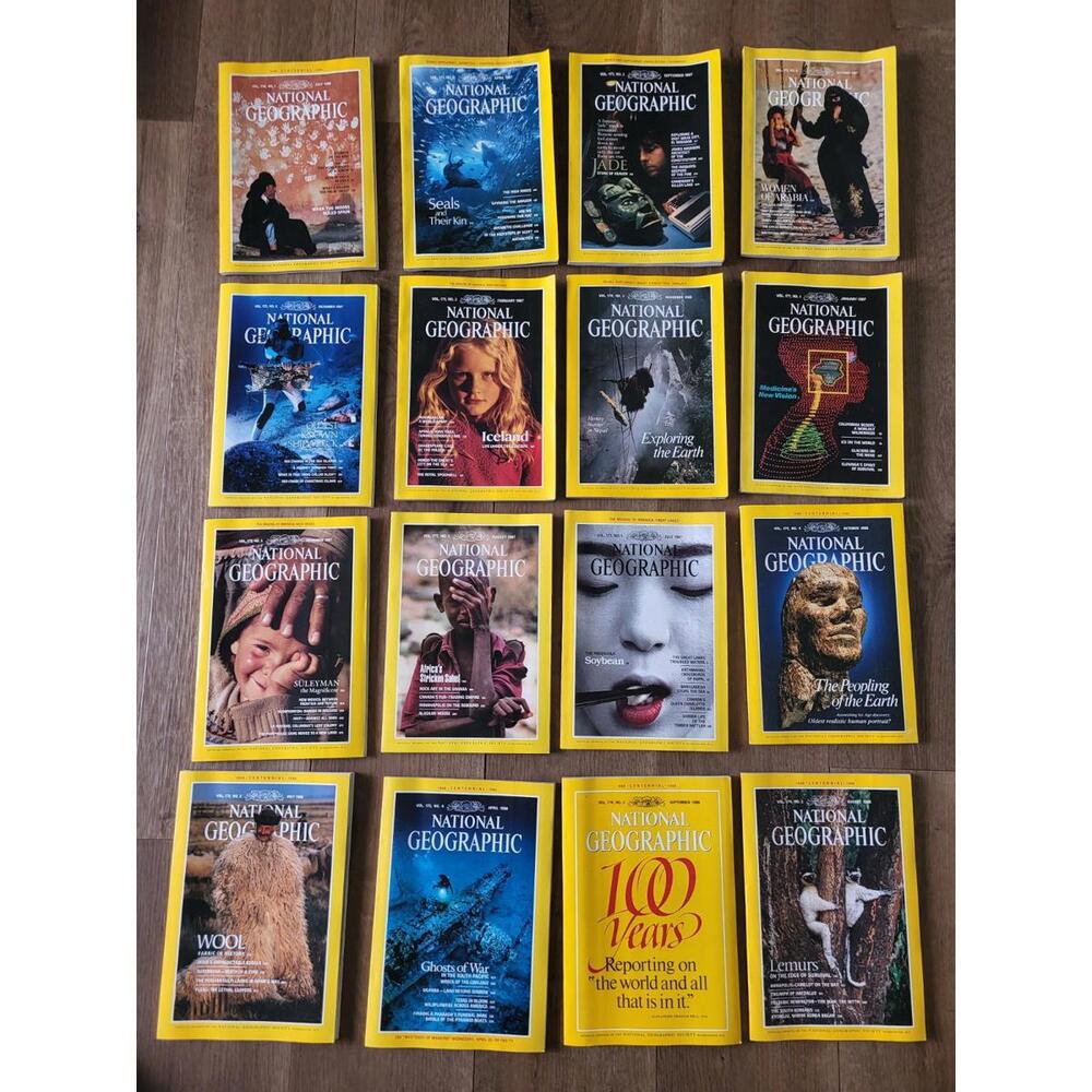 National Geographic Magazine Lot Vintage (1987 & 1988) (16 Total)